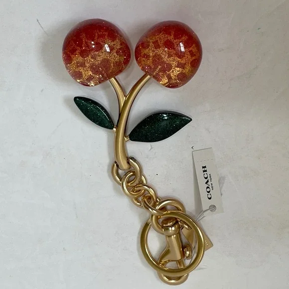 NEW WITH TAGS COACH SIGNATURE CHERRY BAG CHARM PINK - Picture 8 of 11
